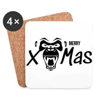 Merry X Mas Gorille - Dessous de verre (lot de 4) - blanc - Devant