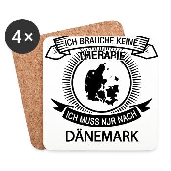 Brauche keine Therapie muss nur nach Dänemark - Untersetzer (4er-Set) - Weiß - Vorne