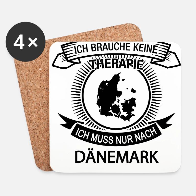 Brauche keine Therapie muss nur nach Dänemark - Untersetzer (4er-Set) - Weiß