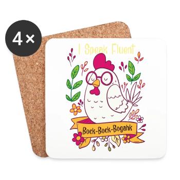 Chicken I Speak Fluent Bock Bogahk Gift - Coasters (set of 4) - white - Front