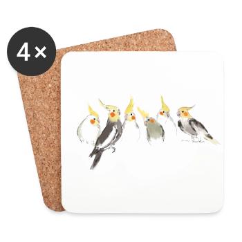 Calopsittes - Dessous de verre (lot de 4) - blanc - Devant
