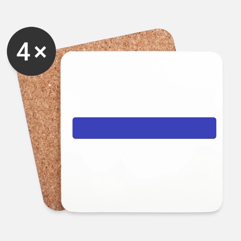Blauer Streifen - Untersetzer (4er-Set) - Weiß