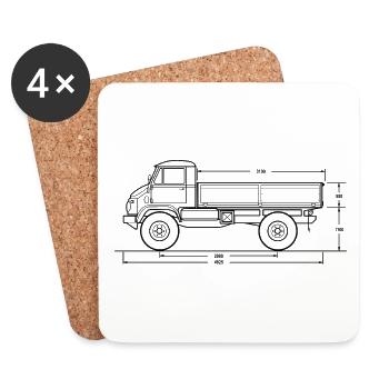 Unimog - Oldtimer - Universal motor device - Coasters (set of 4) - white - Front
