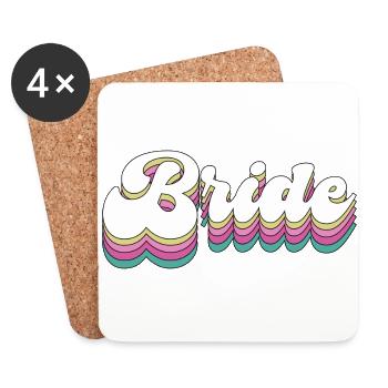 Bride Vintage Lettering Retro Bachelor Party Engaged Proposal - Coasters (set of 4) - white - Front