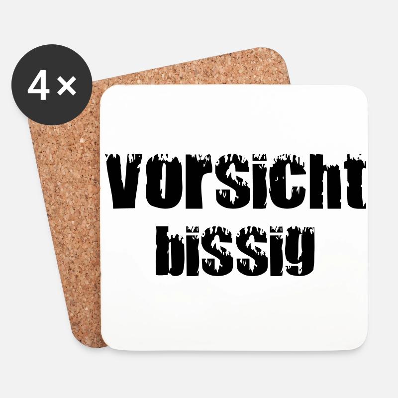 Vorsicht Bissig Black - Untersetzer (4er-Set) - Weiß
