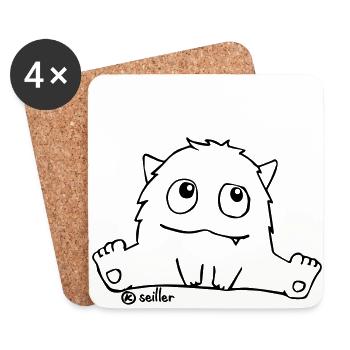 Cute Little Baby Monsta - Untersetzer (4er-Set) - Weiß - Vorne