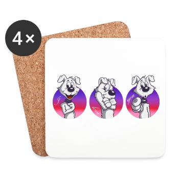 Cartoon dog in sign language "I love you" - Coasters (set of 4) - white - Front