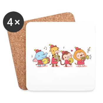 Cute Animals Musik Band - Untersetzer (4er-Set) - Weiß - Vorne