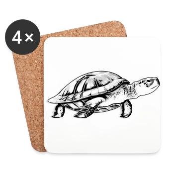 Turtle in black and white - Coasters (set of 4) - white - Front