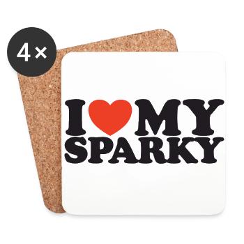 I Love My Sparky Heart Shirt - Coasters (set of 4) - white - Front