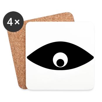 L’œil qui vous observe - Dessous de verre (lot de 4) - blanc - Devant