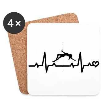 Pole dancing heartbeat heart rate dancing pole ECG - Coasters (set of 4) - white - Front