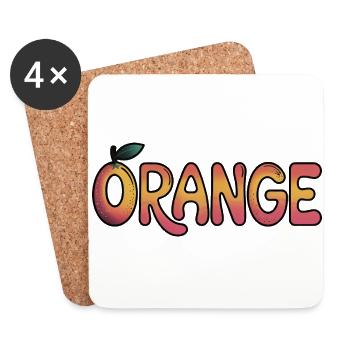 Orange mignon - Logo de fruits vintage cool - Dessous de verre (lot de 4) - blanc - Devant