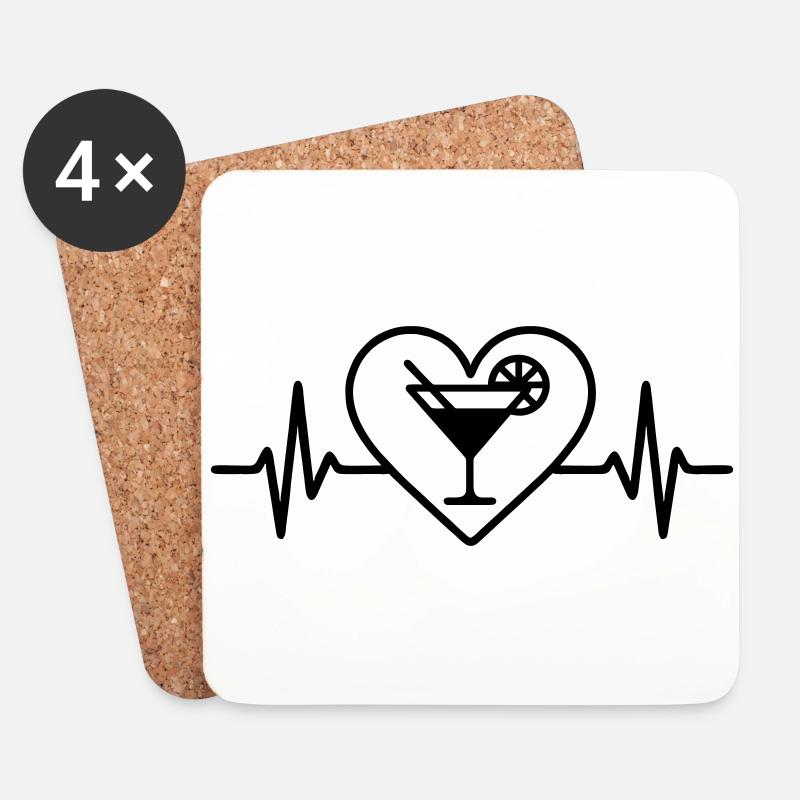Cocktail Glas Herz - Untersetzer (4er-Set) - Weiß