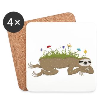 Faultierfrühling - Untersetzer (4er-Set) - Weiß - Vorne