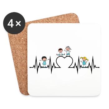 Heartgeat Heart ECG enfants adorent profession d'éducateur sw - Dessous de verre (lot de 4) - blanc - Devant