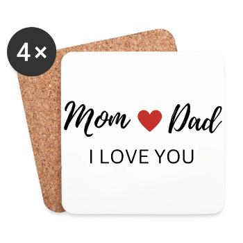 I Love Mom and Dad - Coasters (set of 4) - white - Front