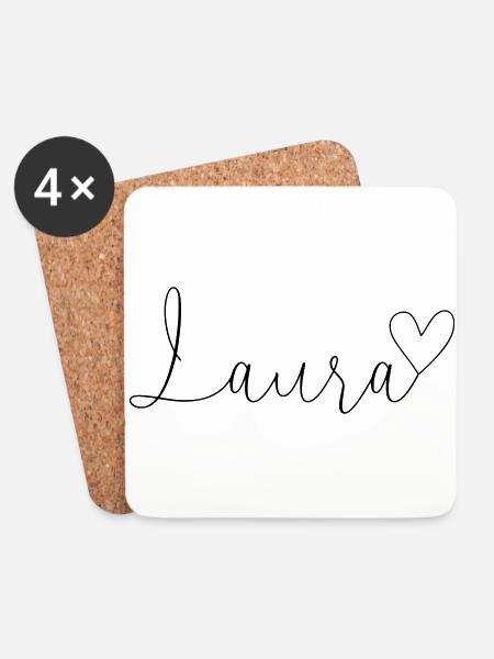 Laura Name Vorname Mädchen - Untersetzer (4er-Set) - Weiß