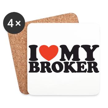J’aime ma chemise Broker Heart - Dessous de verre (lot de 4) - blanc - Devant
