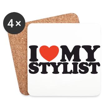 I love my stylist Herz Shirt - Untersetzer (4er-Set) - Weiß - Vorne