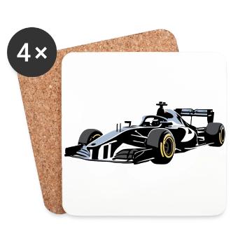 Formulaire 1 Autocollant de voiture - Conception de voiture de sport - Dessous de verre (lot de 4) - blanc - Devant