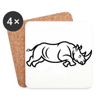 Mighty Rhino - Sauberes Tierdesign - Untersetzer (4er-Set) - Weiß - Vorne