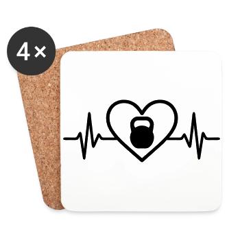 Heart Fitness Dumbbell Sport - Coasters (set of 4) - white - Front