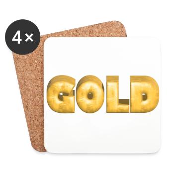 GOLD gold Gold Text Schrift Barren - Untersetzer (4er-Set) - Weiß - Vorne