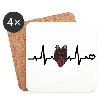 Propriétaire de chien de fréquence cardiaque de chihuahua noir - Dessous de verre (lot de 4) - blanc - Devant