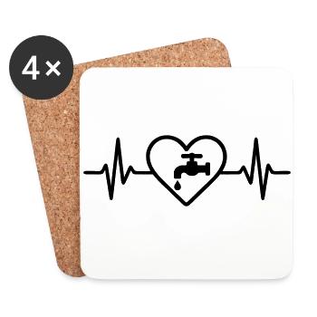 Plombier Robinet Coeur - Dessous de verre (lot de 4) - blanc - Devant