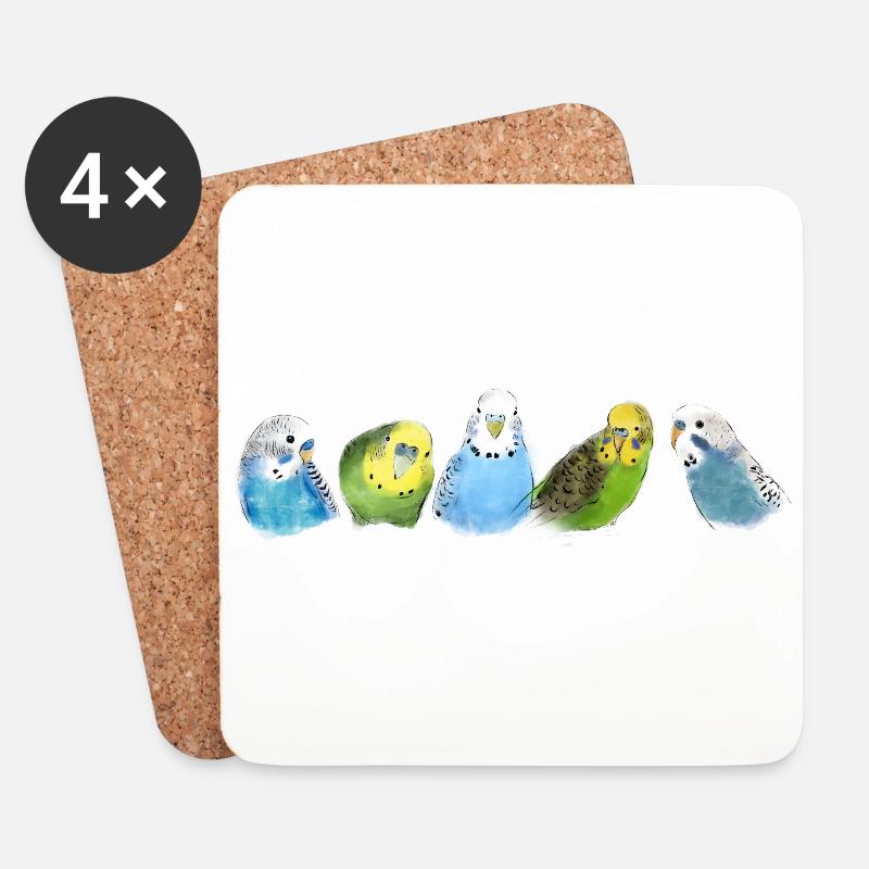 budgies - Coasters (set of 4) - white
