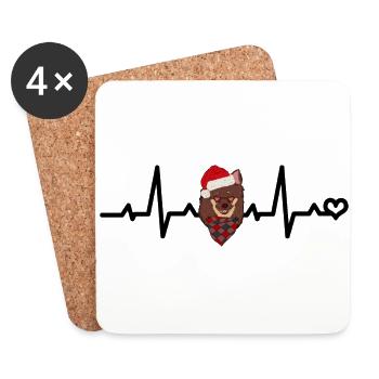 Chihuahua braun langhaar tan Weihnachten EKG - Untersetzer (4er-Set) - Weiß - Vorne