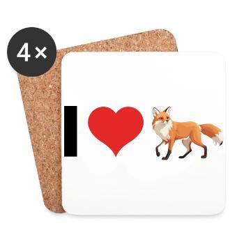 I love Foxes - Cute Pet Design - Untersetzer (4er-Set) - Weiß - Vorne