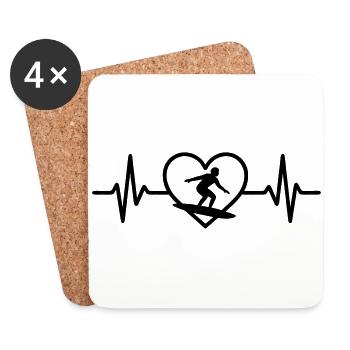 Surf Sport Surfer Heart - Coasters (set of 4) - white - Front