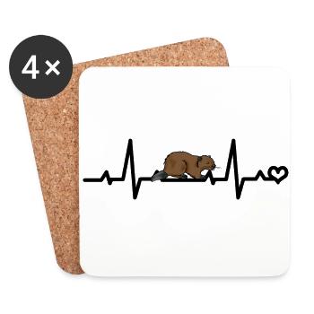 Beaver ECG - Coasters (set of 4) - white - Front