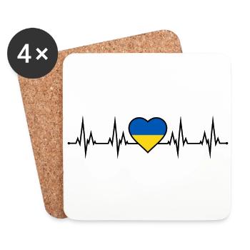 Heartbeat Flag Heart Heartbeat Flag Heart Ukraine - Dessous de verre (lot de 4) - blanc - Devant