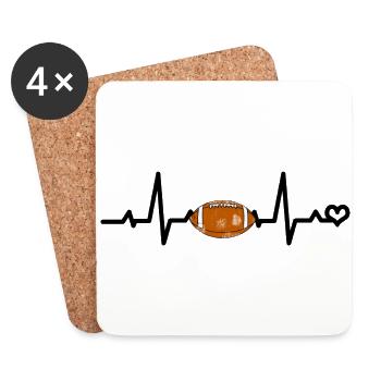 American Football Heartbeat - Coasters (set of 4) - white - Front