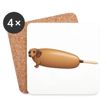 Hot Dog Dachshund - Funny Dog Design - Coasters (set of 4) - white - Front