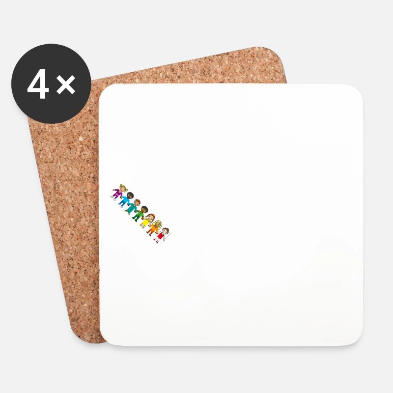 Kindertasse REGENBOGEN Schulanfang Kindergarten - Untersetzer (4er-Set) - Weiß