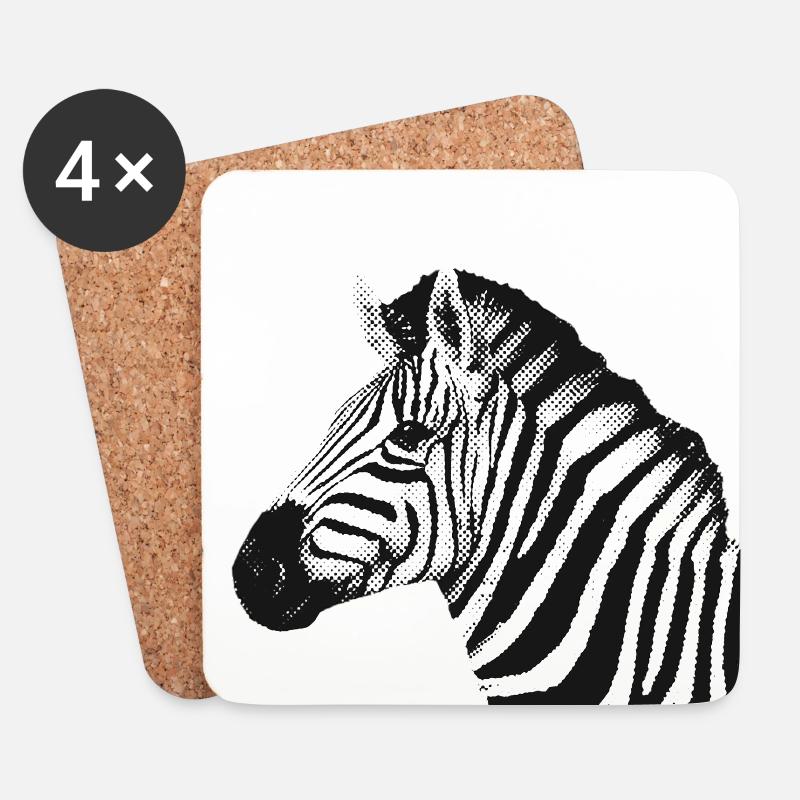 Zebra Design | Punktraster | Schwarz & Weiß - Untersetzer (4er-Set) - Weiß