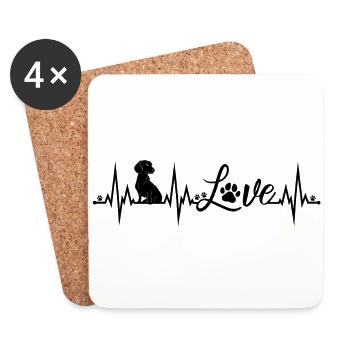 Dachshund Love Heartbeat Dogs Teckel Dachshund - Coasters (set of 4) - white - Front