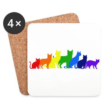 Regenbogen der Katzen - Untersetzer (4er-Set) - Weiß - Vorne