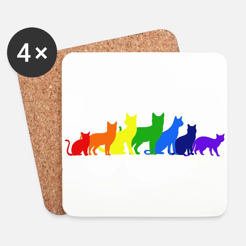 Regenbogen der Katzen - Untersetzer (4er-Set) - Weiß