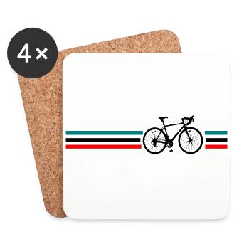 Fahrrad Rennrad Retro Design Streifen - Untersetzer (4er-Set) - Weiß - Vorne