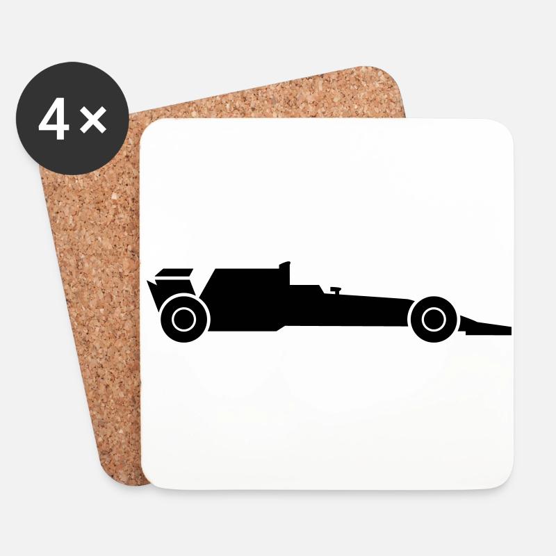 Voiture de course - Dessous de verre (lot de 4) - blanc