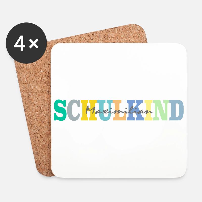 Schulkind mit Maximilian - Untersetzer (4er-Set) - Weiß
