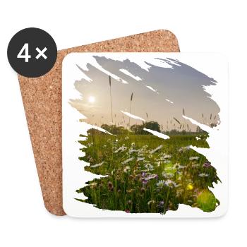 Picturesque flower meadow in the sun's rays - Coasters (set of 4) - white - Front