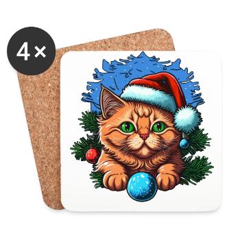 Cute Christmas kitten digital artwork, the best - Coasters (set of 4) - white - Front