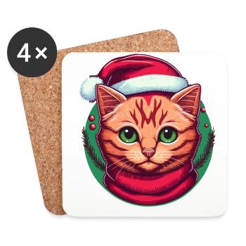 Schöne digitale Illustration für Weihnachtskätzchen, die - Untersetzer (4er-Set) - Weiß - Vorne