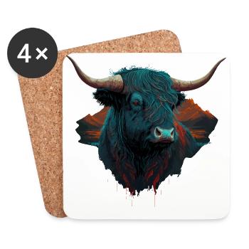 Yak Bull Head - Coasters (set of 4) - white - Front